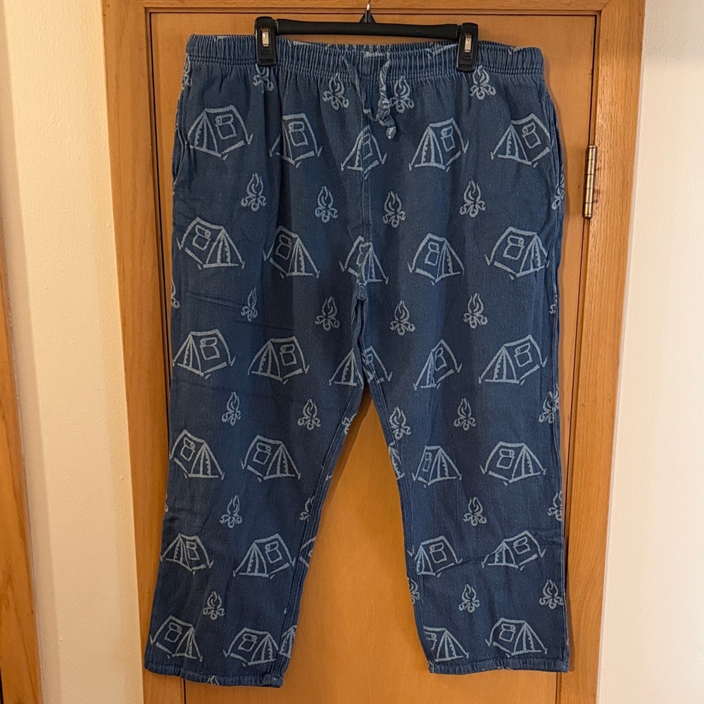 Woolrich Women’s Camping Tent Campfire Print Pull On Pants Blue Size XXL